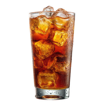 Iced tea with condensation and ice cubes visible, isolated PNG format, transparent background, high-resolution, suitable for stock image use --v 7.0