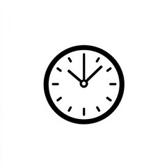 Simple Black and White Icon of a Clock with Hour and Minute Hands