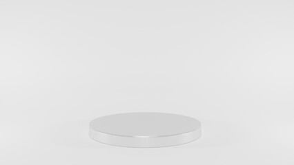 Clean and Simple 3D Silver Podium on White Background for Technology or Luxury Product Mockup