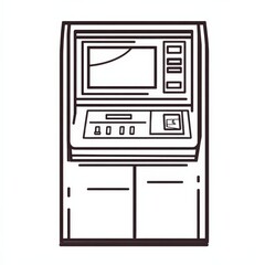 Simple Line Art Illustration of a Bank ATM Machine Design