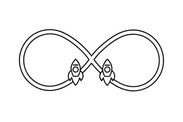 Infinity Symbol With Rockets Outline Design For Space Exploration And Growth