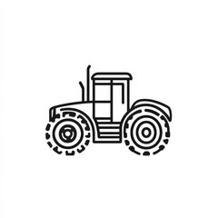 Obraz premium Simple Outline Illustration of a Farm Tractor in Black and White