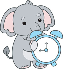 Cute Elephant vector icon. Funny baby Elephant animal series stock illustration. Life of fluffy Elephant designs.