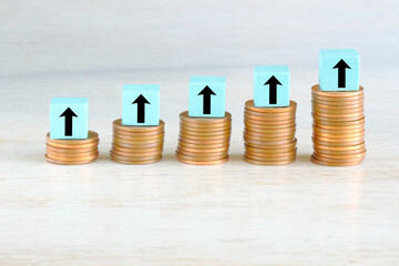 Business concept for financial growth, interest rate increase, inflation, high price, tax and...