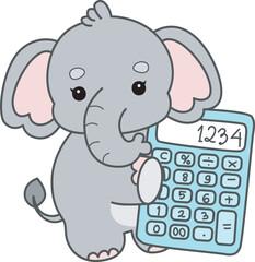 Cute Elephant vector icon. Funny baby Elephant animal series stock illustration. Life of fluffy Elephant designs.