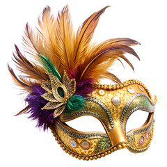 Festive feathered face mask isolated on transparent background