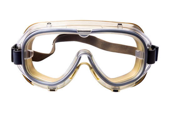 Clear protective eyewear item isolated on transparent background