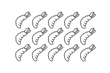 Tempura Shrimp Seamless Pattern In Black And White Food Background Japanese Cuisine