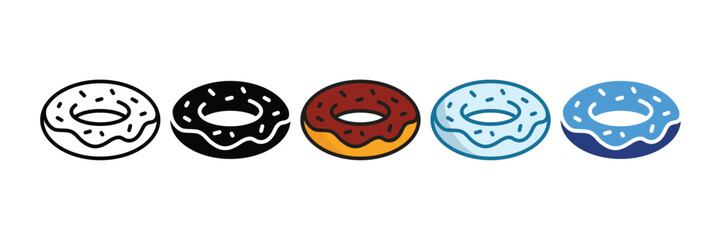 Fototapeta premium Donut Icon Set Multiple Style Collection