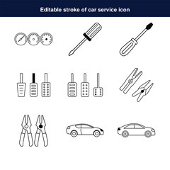 full editable car service icon set on white background 