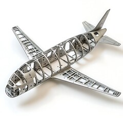 Airplane Skeleton Model with White Background.