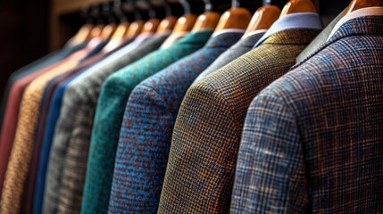 Obraz premium Stylish Men's Suit Collection: A Colorful Array of Tailored Elegance