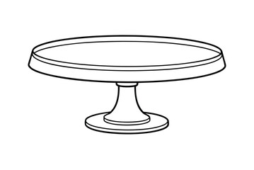 Simple Cake Stand Outline Drawing Isolated On White Background Vector Illustration