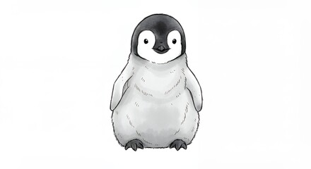 Fototapeta premium Cute cartoon penguin chick illustration