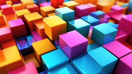 Obraz premium Vibrant Three-Dimensional Cubes Abstract Background with Playful Colors