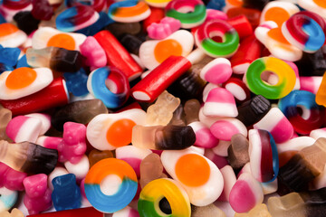 Tasty mix of jelly colorful candies.