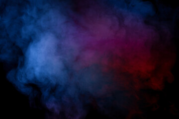 Purple and blue steam on a black background.