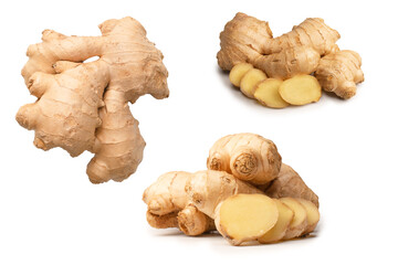 Ginger root isolated on white background.
