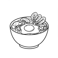 Healthy bowl of vegetables and egg in minimalist style  