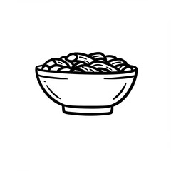 Bowl of noodles filled with delicious ingredients in a minimalist style  