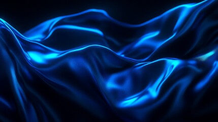Obraz premium Abstract blue silk fabric with flowing lines and shimmering highlights