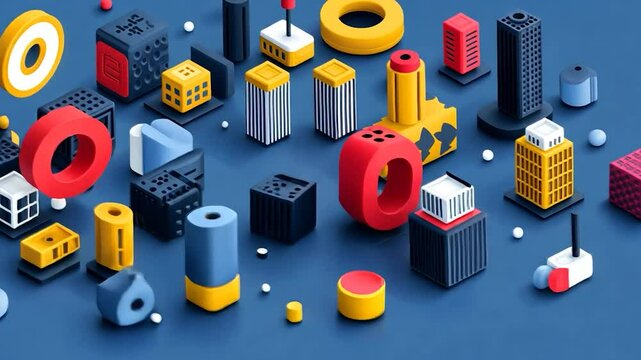 Abstract Isometric Cityscape