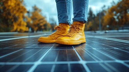 Walking boots on paved street