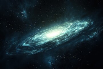 Fototapeta premium Beautiful spiral galaxy glowing in deep space surrounded by twinkling stars at night