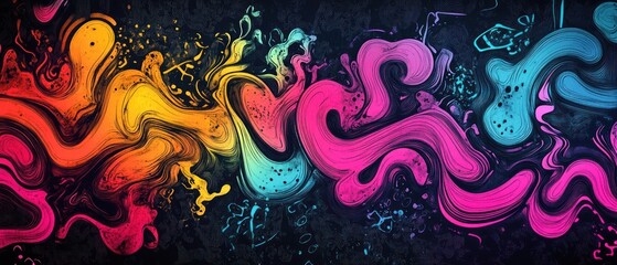 Vibrant Abstract Doodle Art with Colorful Squiggles and Artistic Flair