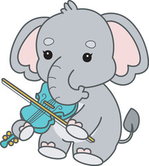 Cute Elephant vector icon. Funny baby Elephant animal series stock illustration. Life of fluffy Elephant designs.
