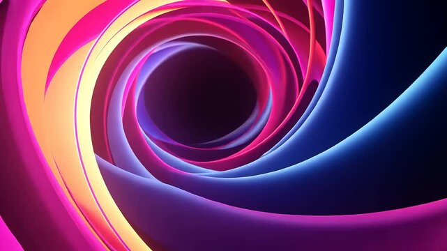 Abstract swirling shapes in vibrant colors creating a dynamic visual experience in a dark background