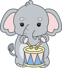 Cute Elephant vector icon. Funny baby Elephant animal series stock illustration. Life of fluffy Elephant designs.