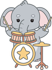 Cute Elephant vector icon. Funny baby Elephant animal series stock illustration. Life of fluffy Elephant designs.