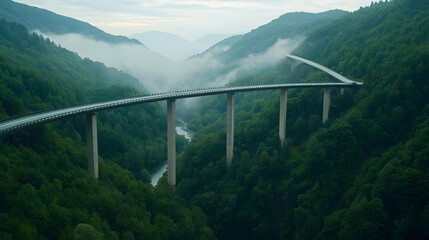 High Mountain Road Bridge Over Valley