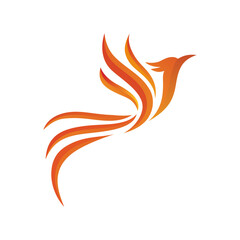 Phoenix Logo flying bird abstract design vector