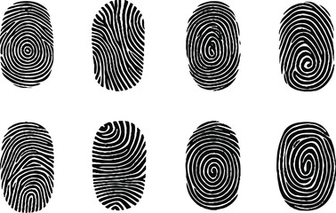 Collection of eight black fingerprint lock.