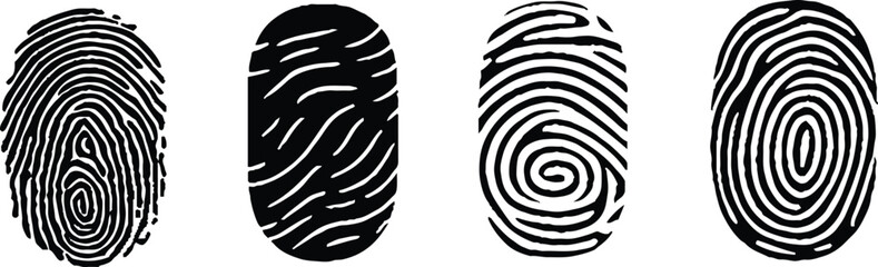 Collection of 4 fingerprint lock. Fingerprint vector illustration