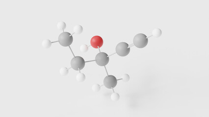 methylpentynol molecule 3d, molecular structure, ball and stick model, structural chemical formula sedative hypnotic