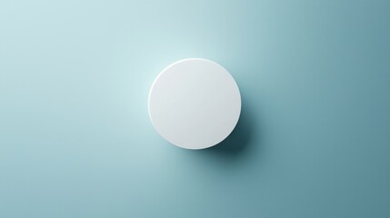 A white circle is on a blue background