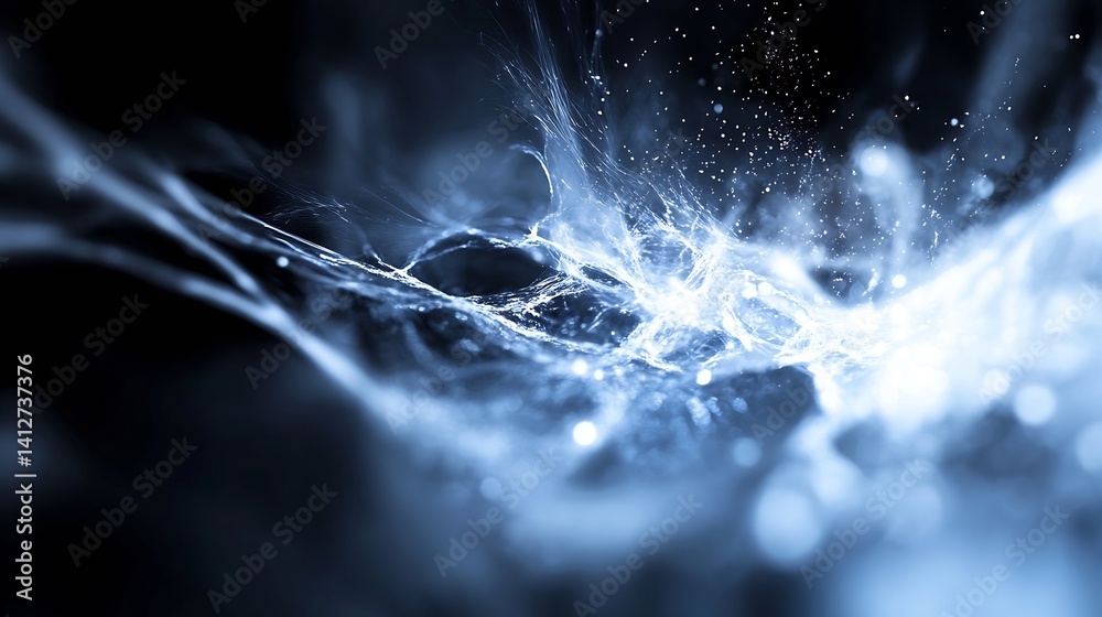 Poster Abstract Blue Water Splashes and Textures Creating a Dynamic Visual : Generative AI