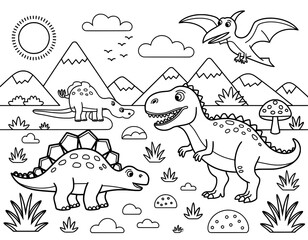 A vibrant black and white coloring page design