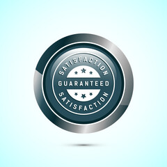 Fototapeta premium Satisfaction guaranteed icon design illustration, 100 percent satisfaction badge label sign, Gray color round button design