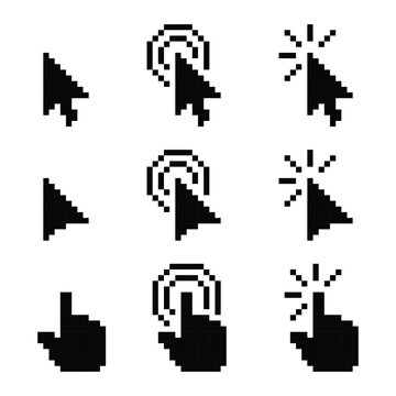 Pixel Cursor and Click Icon Set