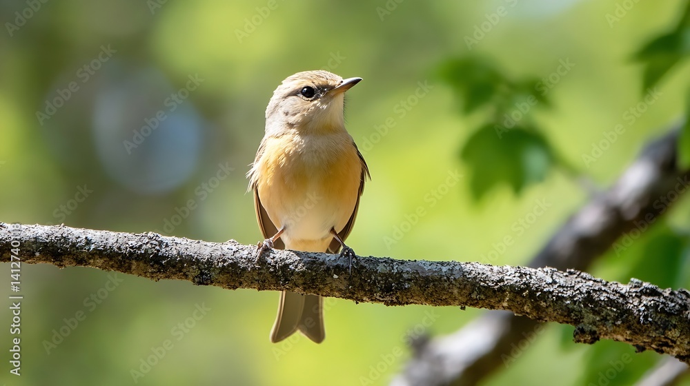 Aufkleber small bird on a branch with soft green background symbolizing nature and wildlife photography : gene