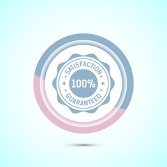 Satisfaction guaranteed icon design illustration, 100 percent satisfaction badge label sign, Pastel color button design