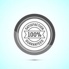 Fototapeta premium Satisfaction guaranteed icon design illustration, 100 percent satisfaction badge label sign, Gray color button design