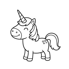 Naklejka premium Happy Unicorn Coloring Sketch
