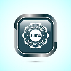 Fototapeta premium Satisfaction guaranteed icon design illustration, 100 percent satisfaction badge label sign, Gray color square button design