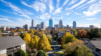 Bright Cityscape of Atlanta with Colorful Autumn Trees in the Foreground : Generative AI