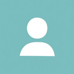 A simple white graphic representing a person on teal background